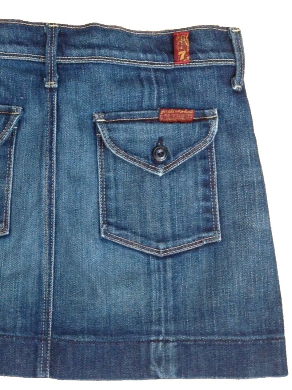 VINTAGE Y2K 7 FOR ALL MANKIND STRETCH DENIM MINI SKIRT WOMENS 25 7FAM MADE USA